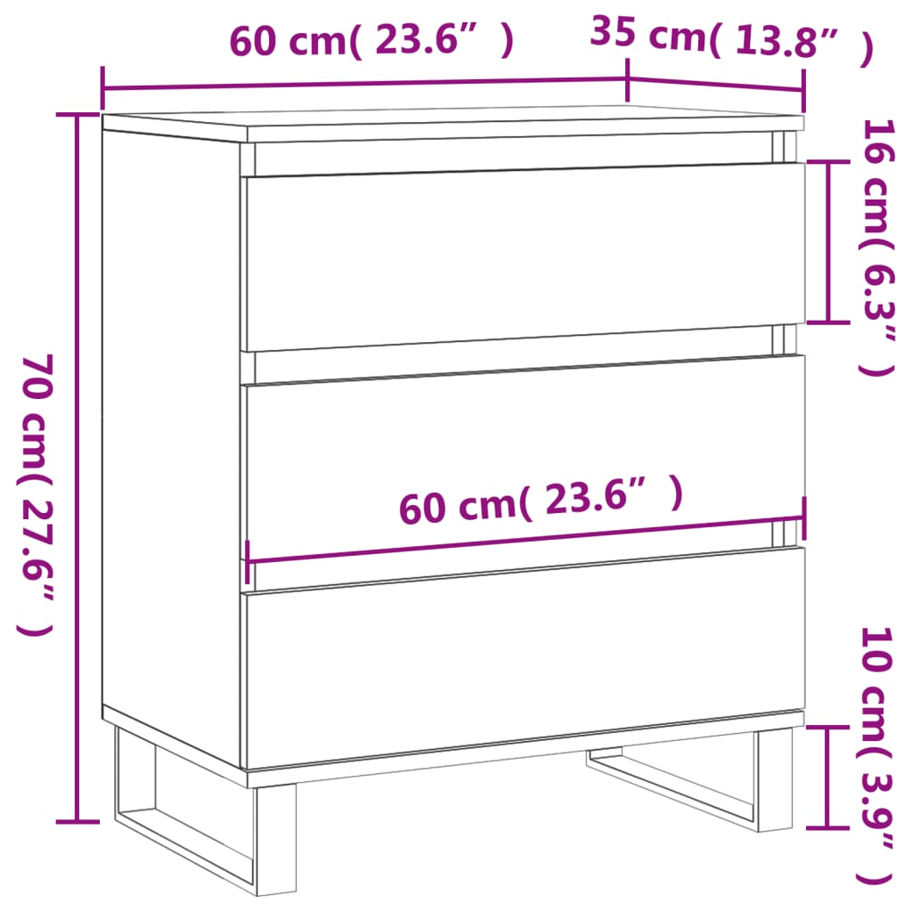 vidaXL Komoda sivog hrasta sonome 60x35x70 cm od konstruiranog drva