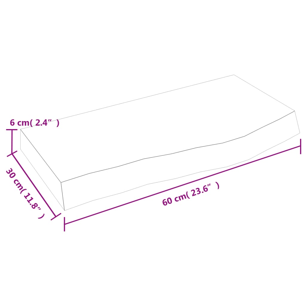 vidaXL Kupaonska radna ploča 60x30x(2-6) cm netretirano masivno drvo