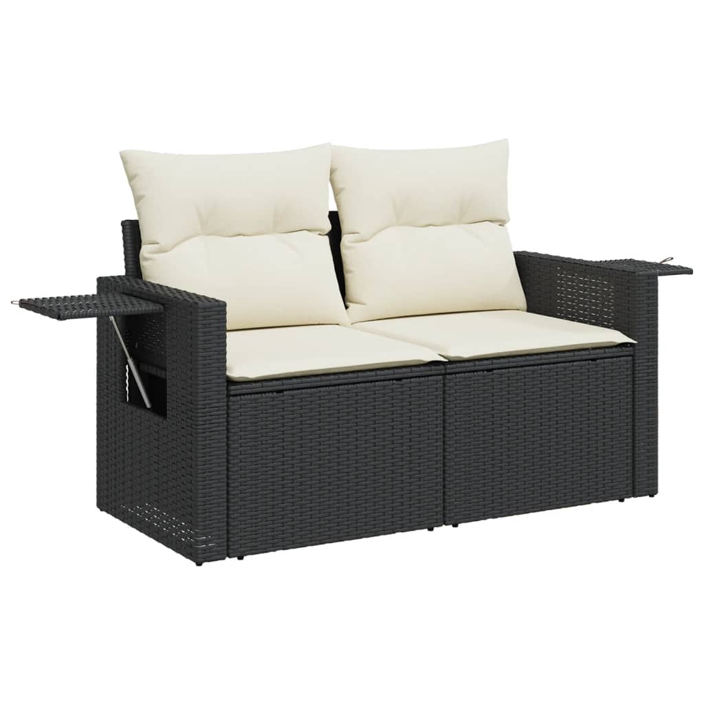 vidaXL 9-dijelni set vrtnih sofa s jastucima crni od poliratana