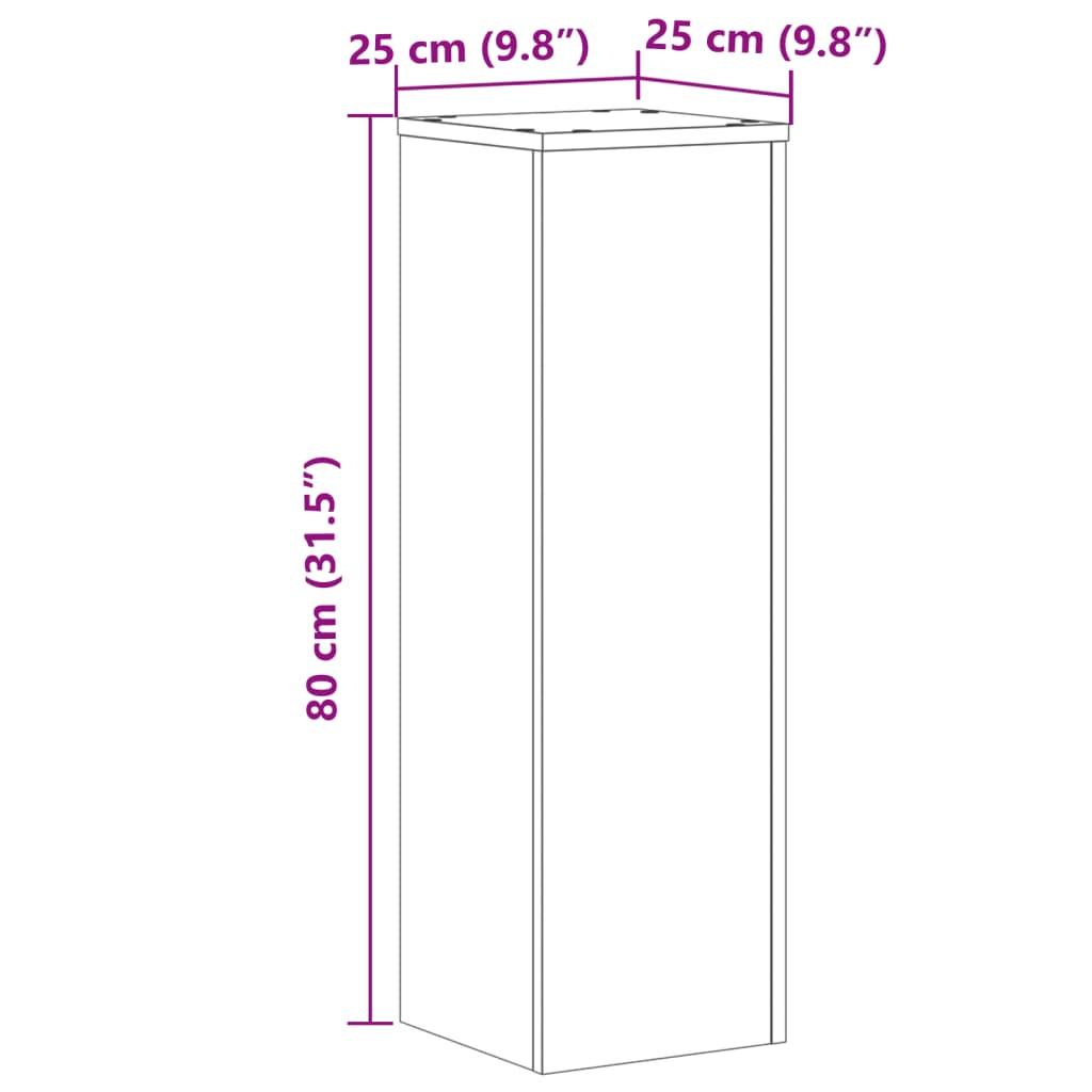 vidaXL Stalci za biljke 2 kom boja hrasta 25x25x80 cm drveni