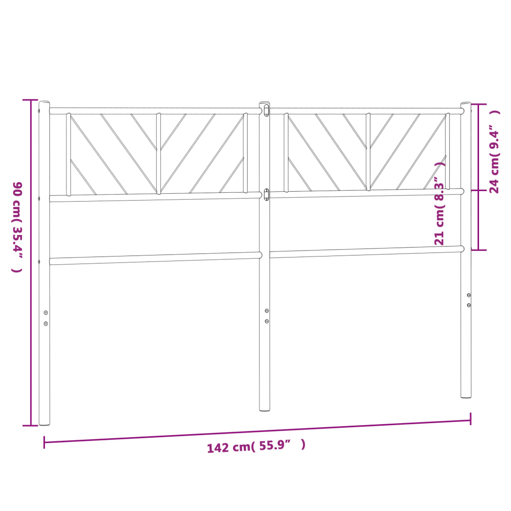 vidaXL Metalno uzglavlje bijelo 135 cm