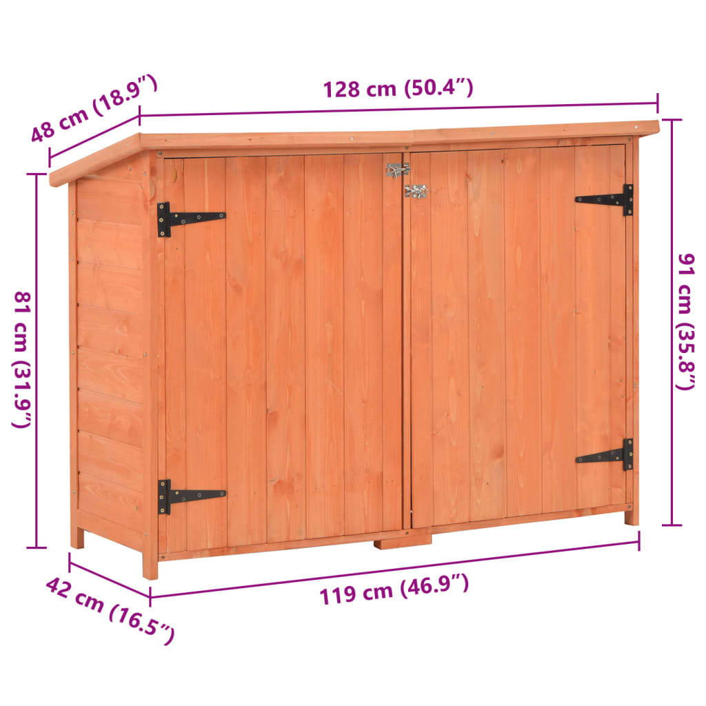 vidaXL Vrtna kućica za pohranu 128x42x91 cm drvena