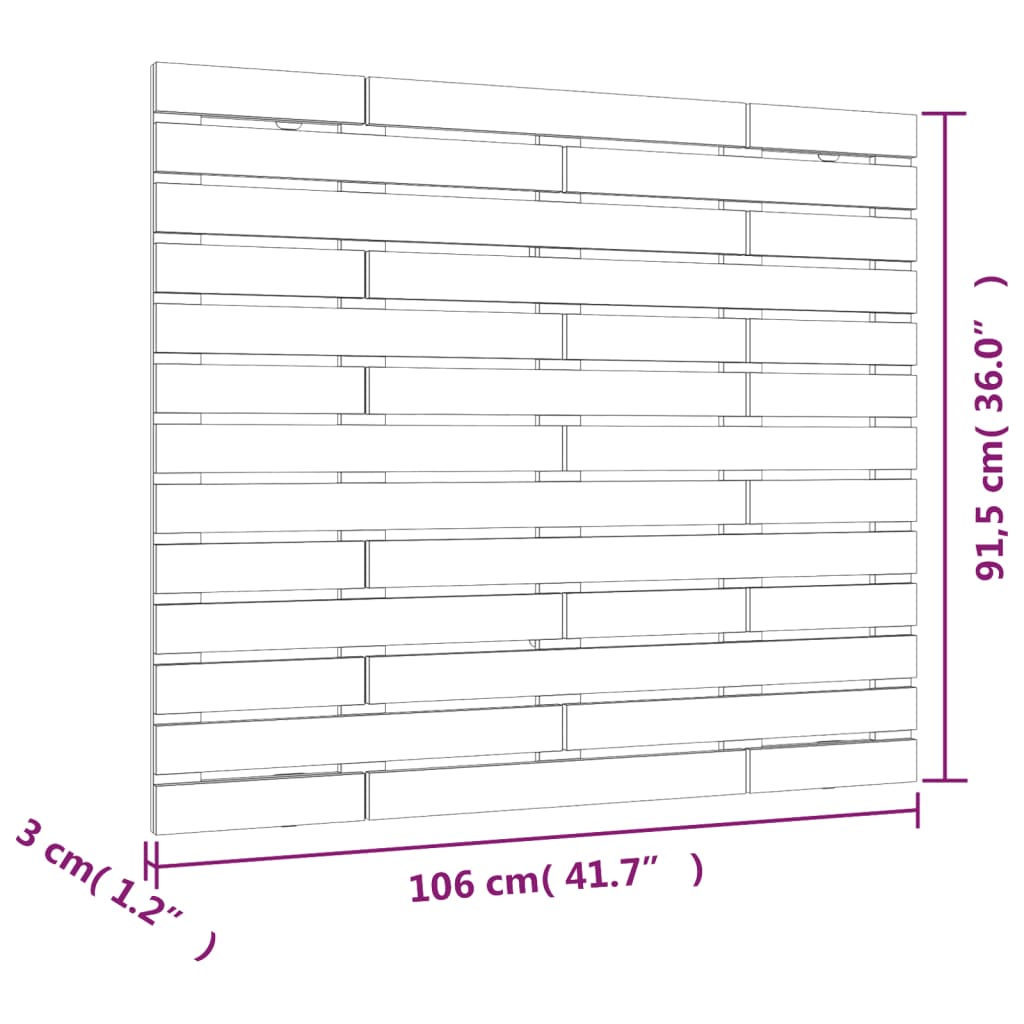 vidaXL Zidno uzglavlje boja meda 106x3x91,5 cm masivna borovina