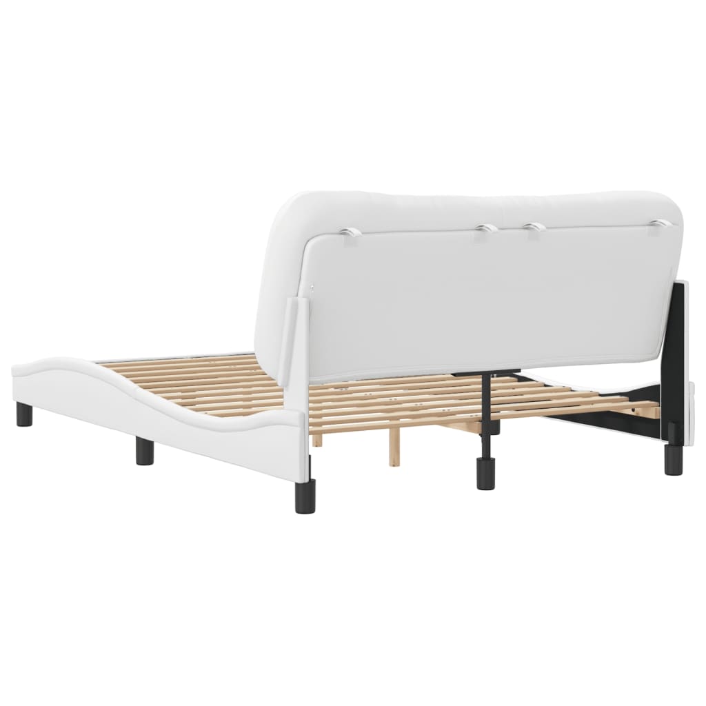 vidaXL Okvir za krevet s uzglavljem bijeli 140x190 cm od umjetne kože