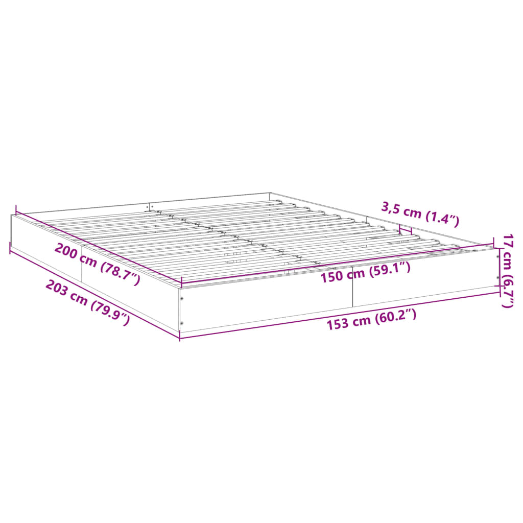 vidaXL Okvir za krevet smeđi hrast 150 x 200 cm konstruirano drvo