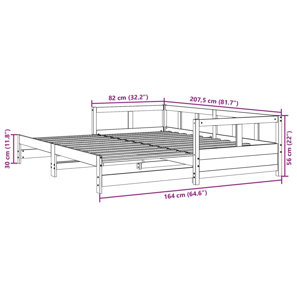 vidaXL Dnevni krevet bez madraca voštano smeđi 80 x 200 cm od borovine