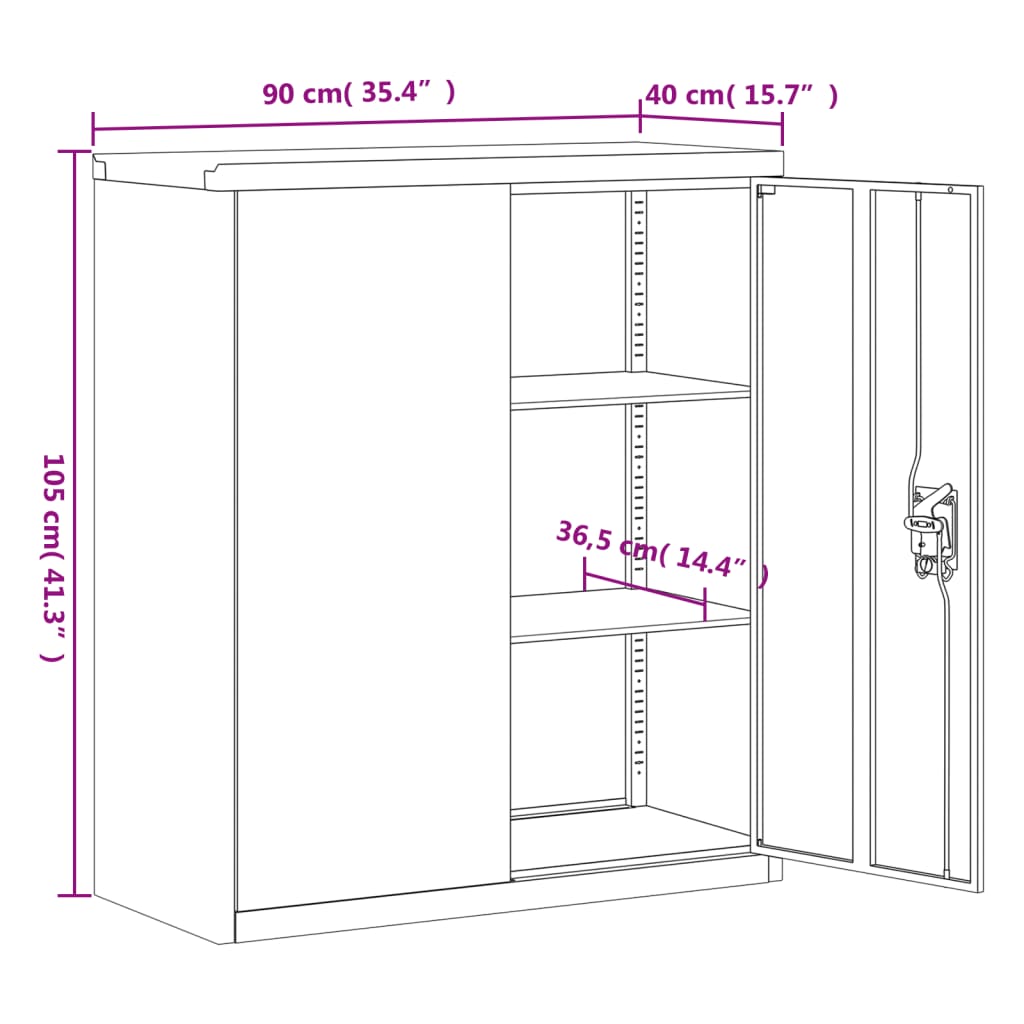 vidaXL Ormarić za spise svjetlosivi 90 x 40 x 145 cm čelični