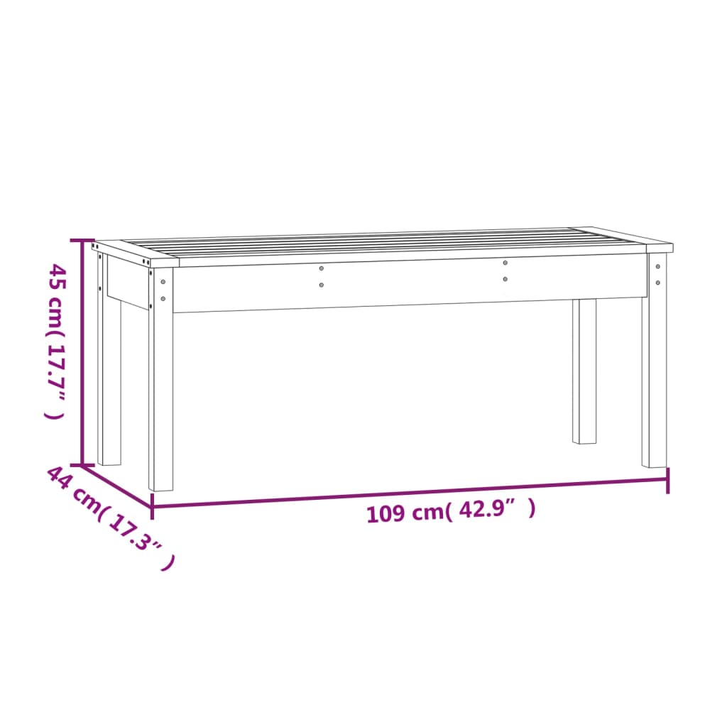 vidaXL Vrtna klupa crna 109x44x45 cm od masivne borovine