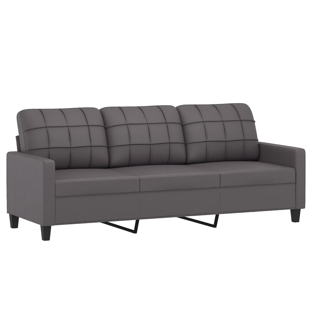 vidaXL 4-dijelni set sofa s jastucima sivi od umjetne kože