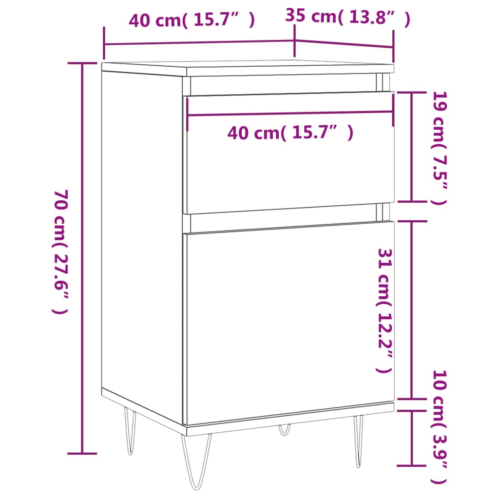 vidaXL Komode 2 kom boja betona 40 x 35 x 70 cm od konstruiranog drva