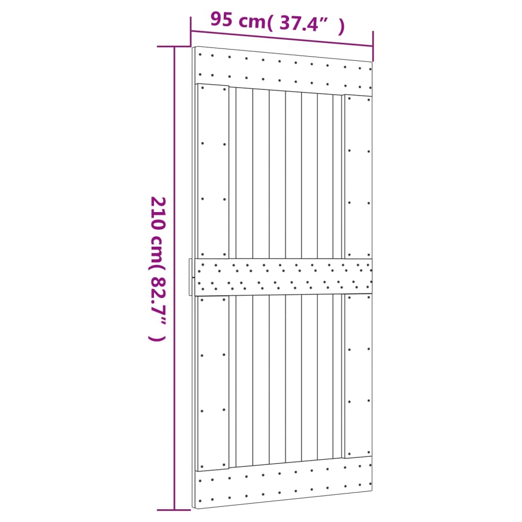 vidaXL Klizna vrata s priborom za montažu 95 x 210 cm masivna borovina