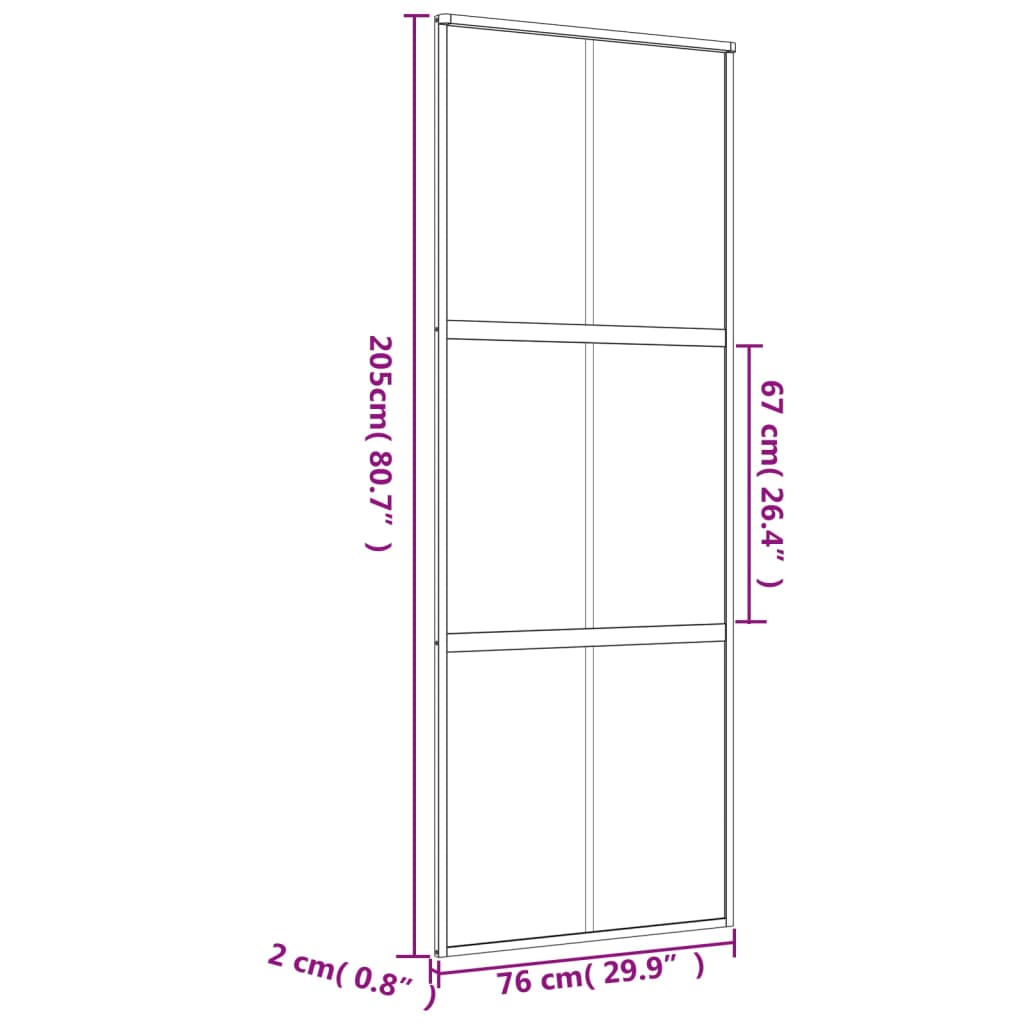 vidaXL Klizna vrata zlatna 76x205 cm prozirno staklo ESG i aluminij