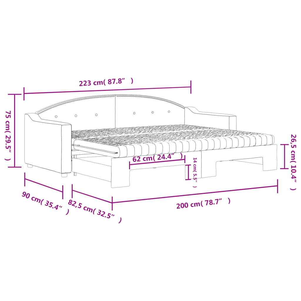 vidaXL Dnevni krevet na razvlačenje tamnosivi 80 x 200 cm od tkanine