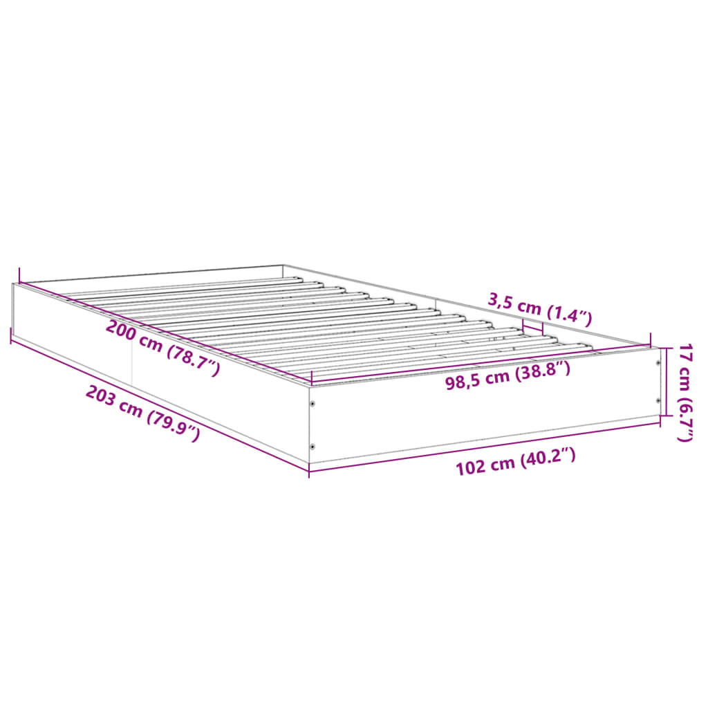 vidaXL Okvir za krevet boja hrasta 120 x 200 cm konstruirano drvo