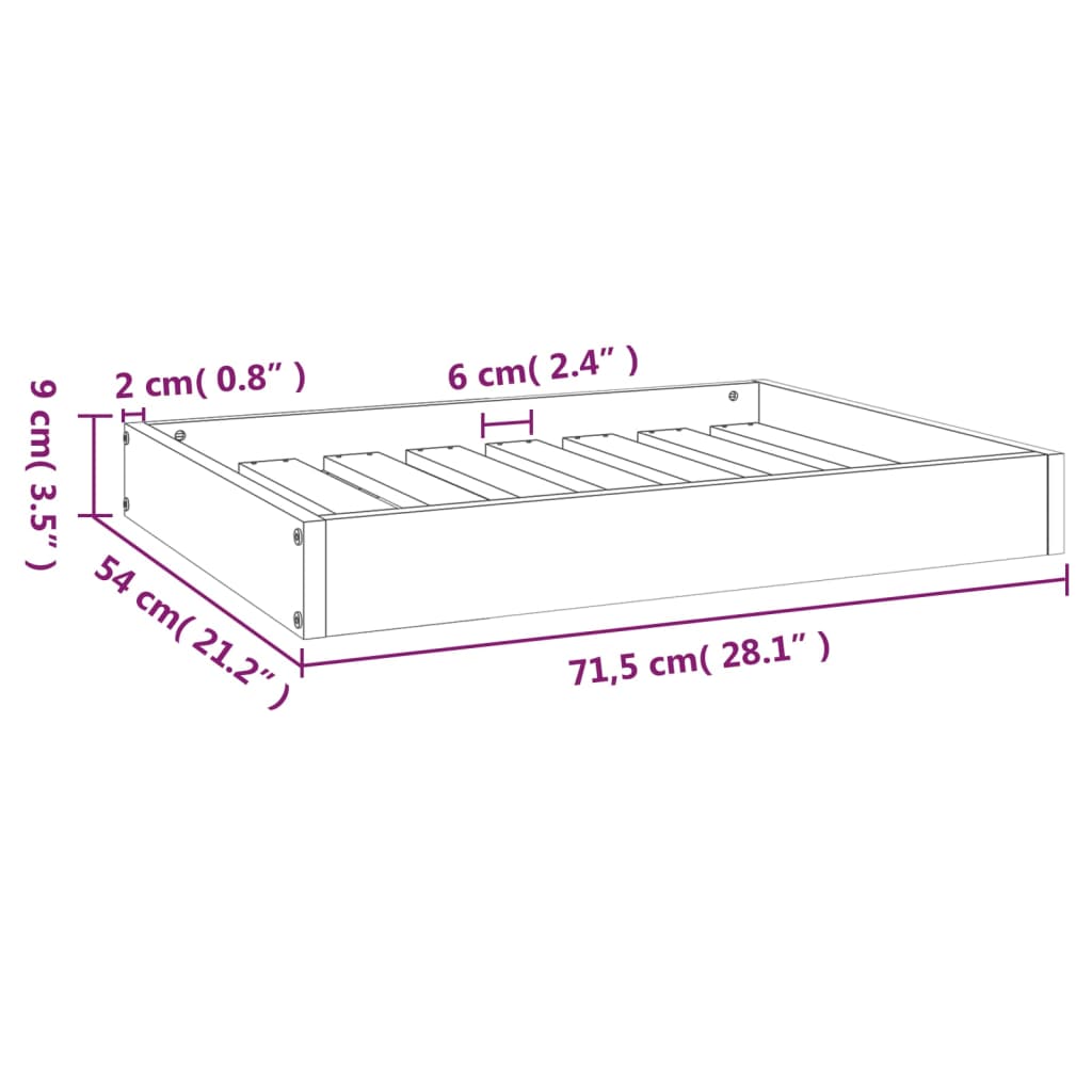 vidaXL Krevet za pse sivi 71,5x54x9 cm od masivne borovine