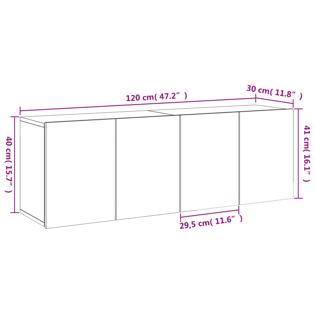 vidaXL Zidni TV ormarići 2 kom boja sivog hrasta sonome 60 x30 x 41 cm