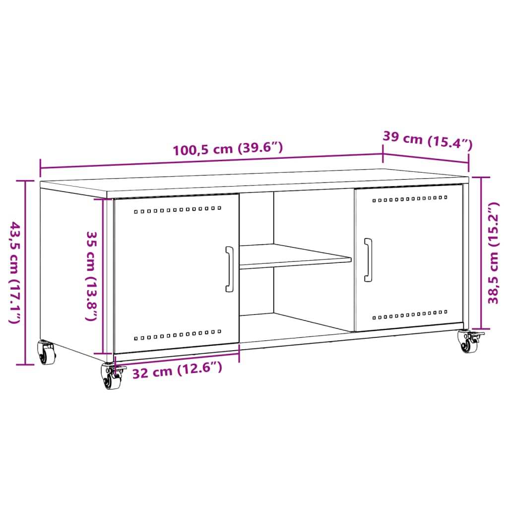 vidaXL TV ormarić antracit 100,5 x 39 x 43,5 cm hladno valjani čelik