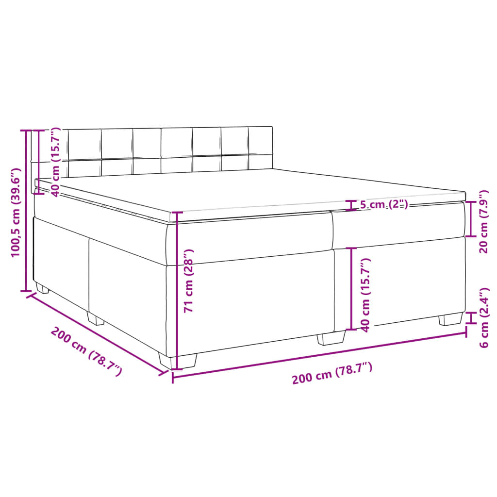 vidaXL Krevet s oprugama i madracem svjetlosivi 200x200 cm baršunasti