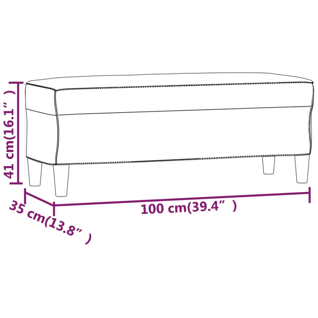 vidaXL Klupa crvena boja vina 100 x 35 x 41 cm baršunasta