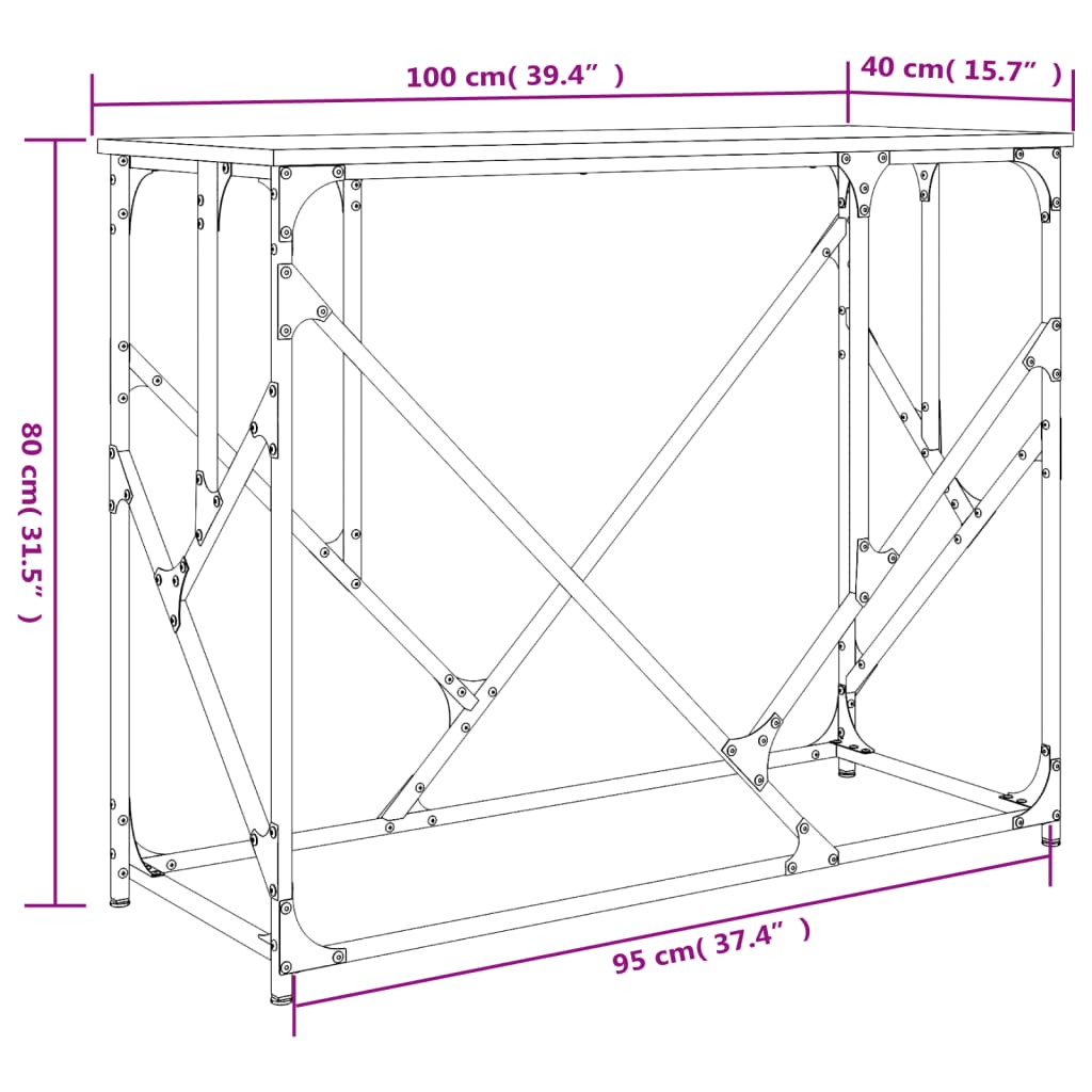 vidaXL Konzolni stol crni 100 x 40 x 80 cm od konstruiranog drva