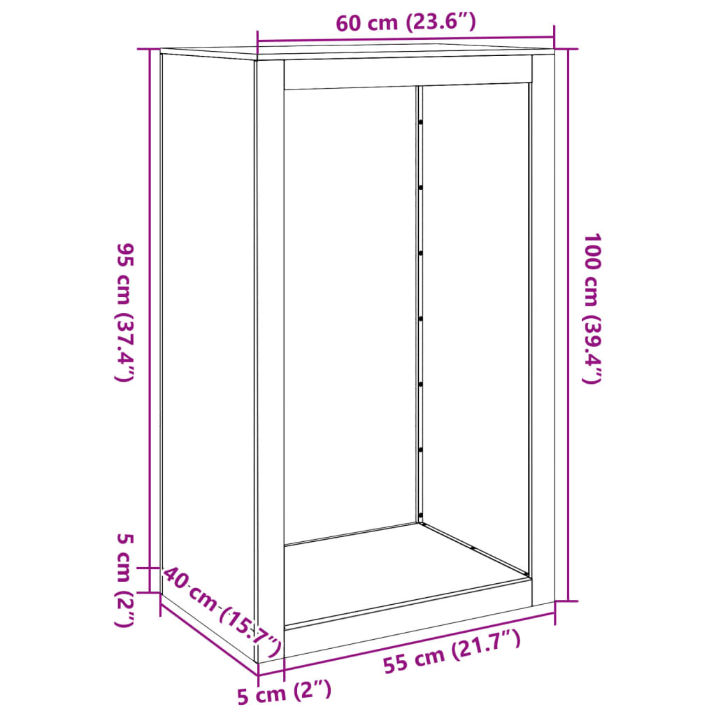 vidaXL Stalak za drva za ogrjev 60x40x100 cm od čelika COR-TEN