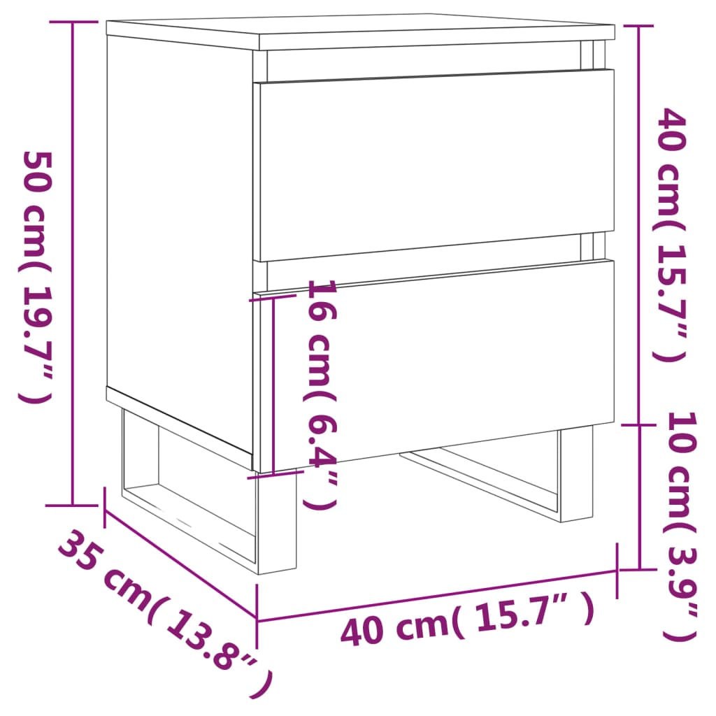 vidaXL Noćni ormarići 2 kom boja hrasta 40x35x50 cm konstruirano drvo