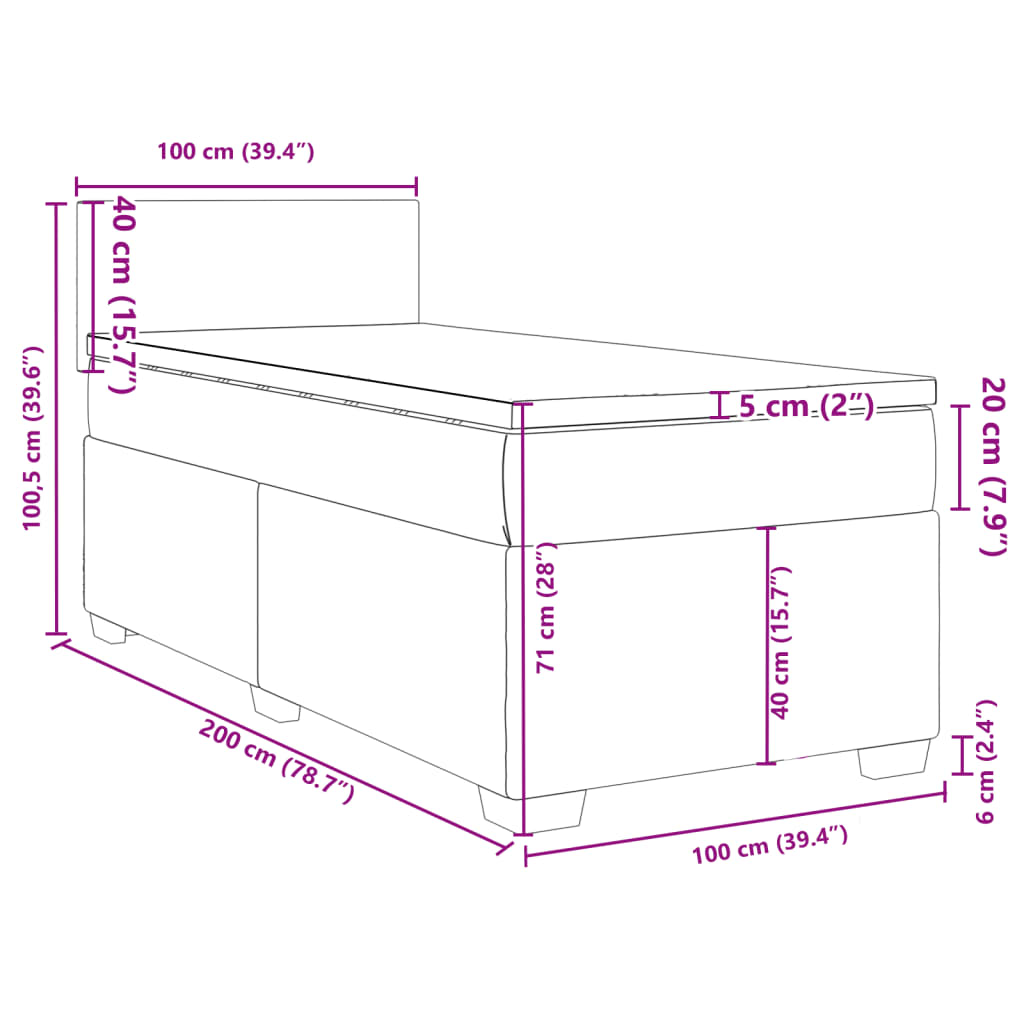 vidaXL Krevet s oprugama i madracem krem 100 x 200 cm od tkanine