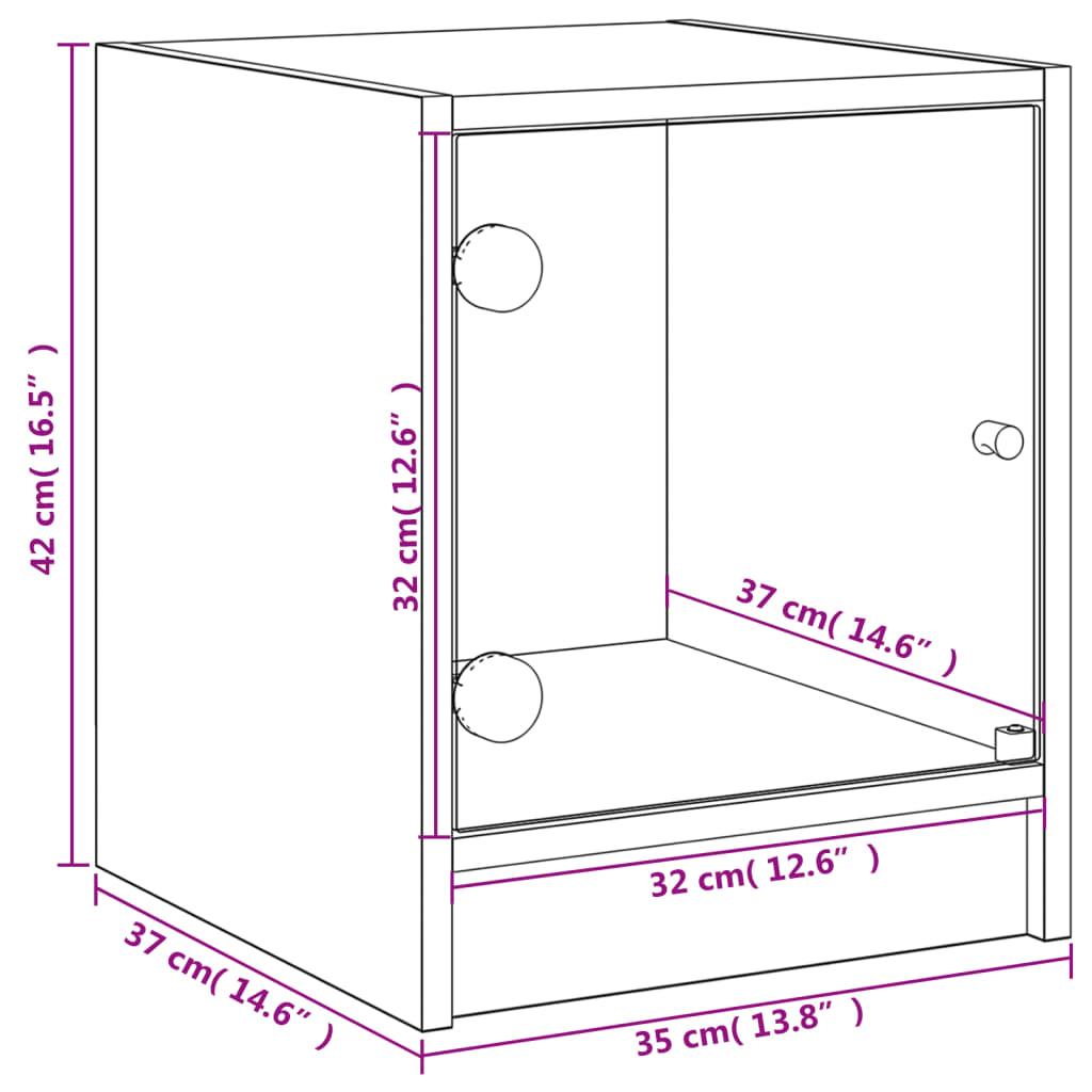 vidaXL Noćni ormarići sa staklenim vratima 2 kom crni 35 x 37 x 42 cm