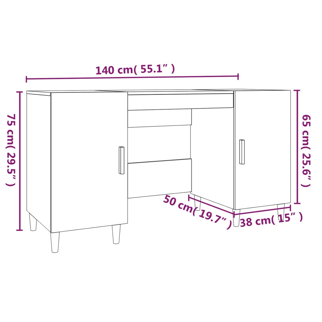 vidaXL Radni stol boja hrasta sonome 140x50x75 cm konstruirano drvo