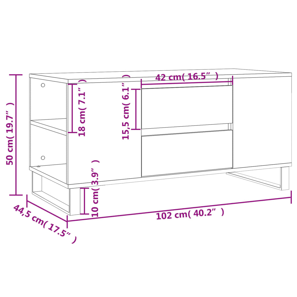 vidaXL Stolić za kavu boja hrasta 102x44,5x50 cm od konstruiranog drva