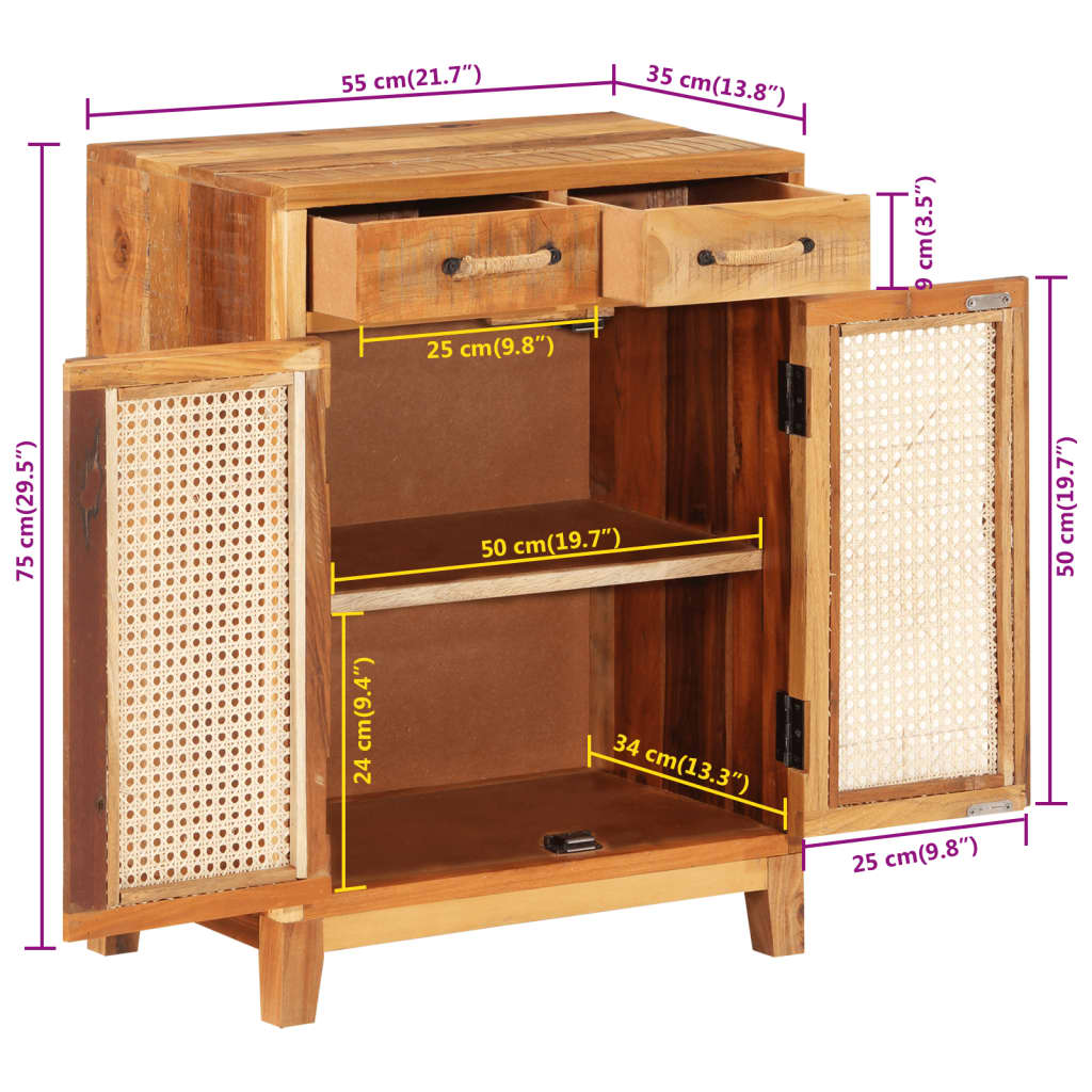 vidaXL Komoda 55 x 35 x 75 cm od masivnog obnovljenog drva