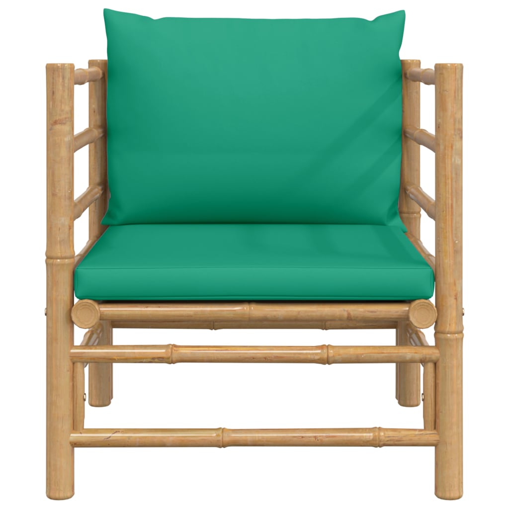 vidaXL Vrtna sofa od bambusa sa zelenim jastucima