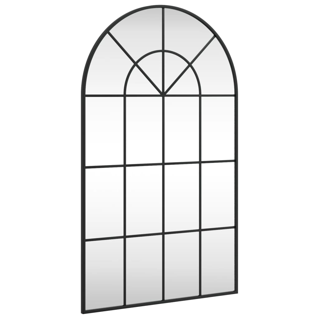 vidaXL Zidno ogledalo crno 60 x 100 cm lučno željezno