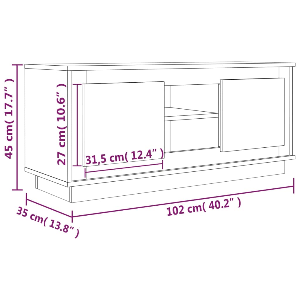 vidaXL TV ormarić crni 102 x 35 x 45 cm od konstruiranog drva