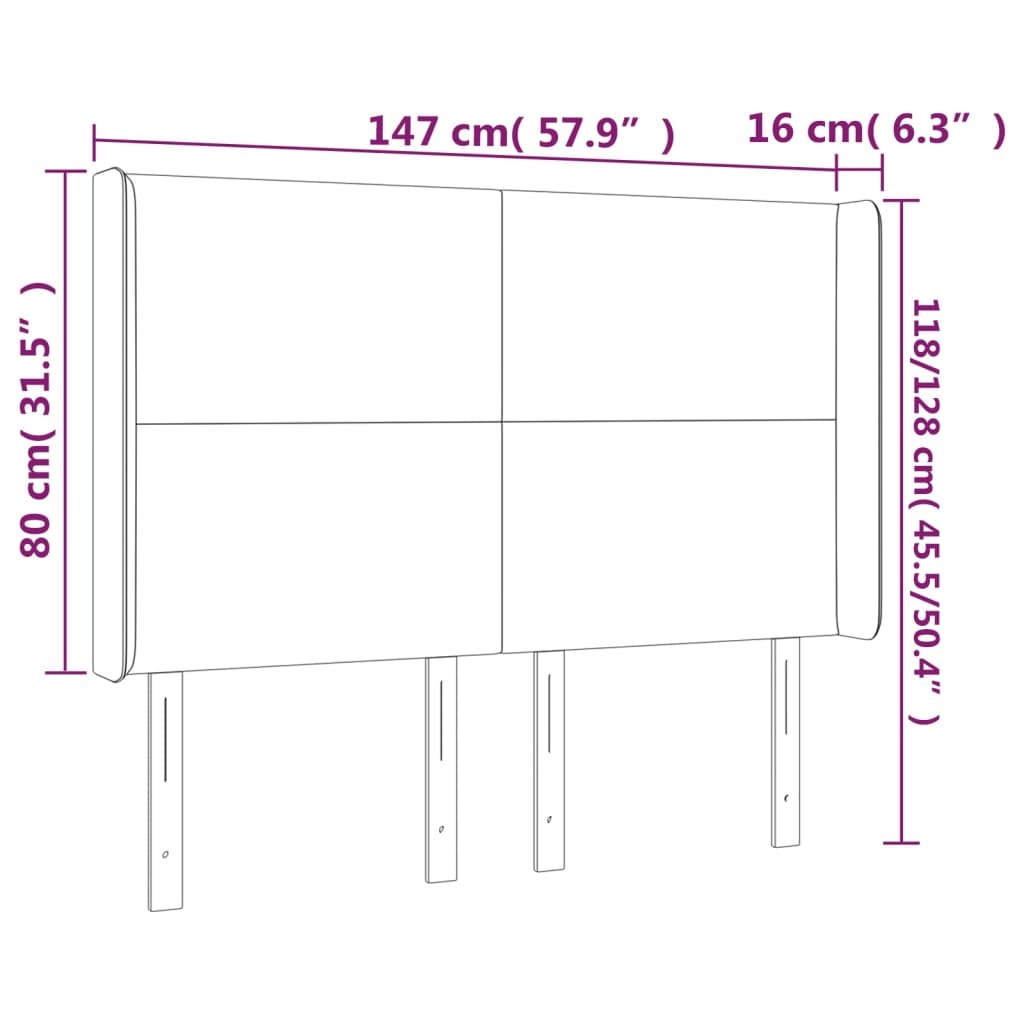 vidaXL Uzglavlje s ušima boja cappuccina 147x16x118/128cm umjetna koža