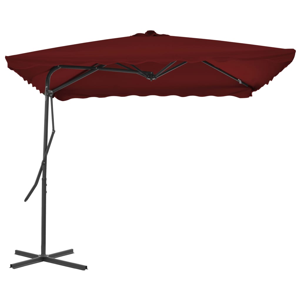 vidaXL Vrtni suncobran s čeličnim stupom 250 x 250 x 230 cm bordo