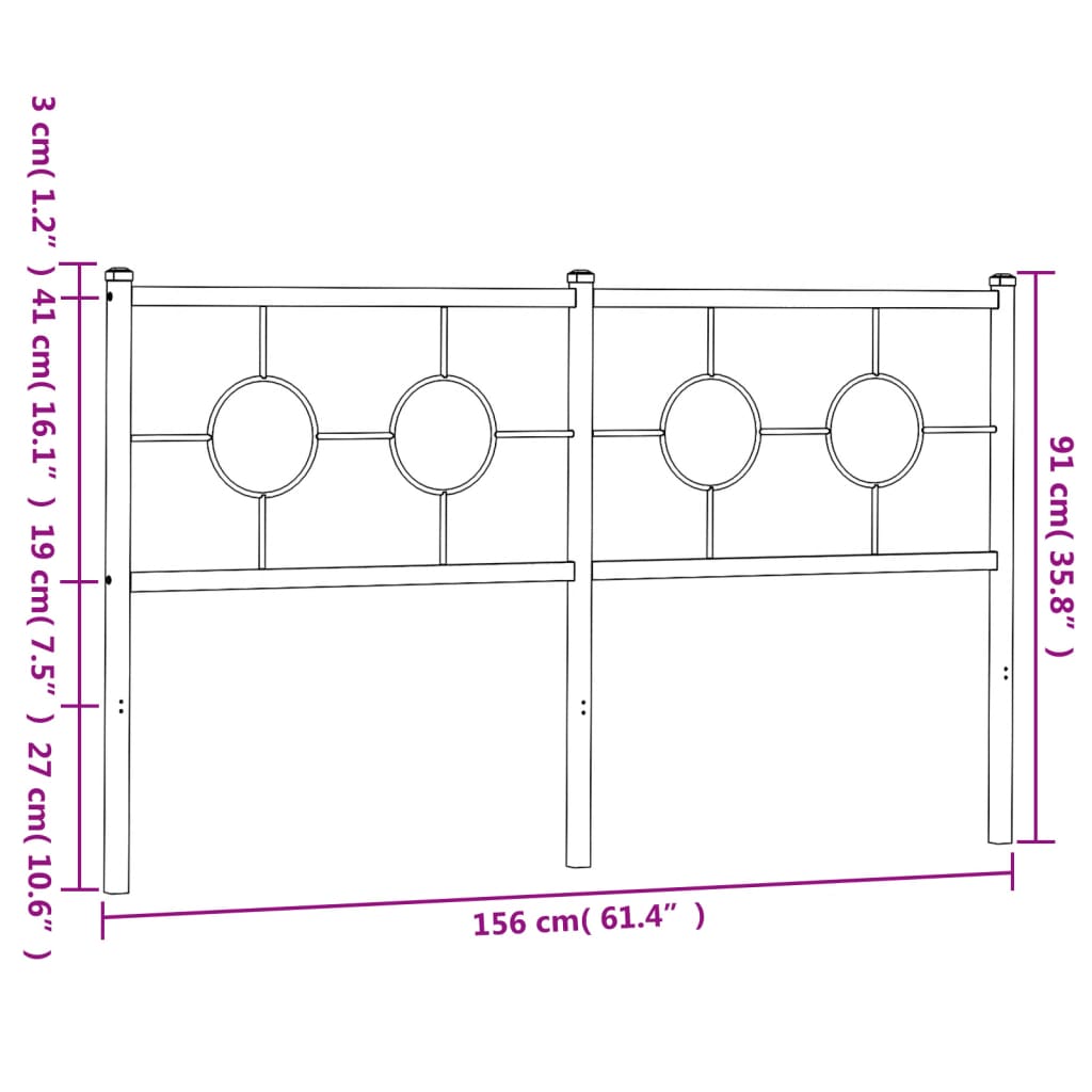 vidaXL Metalno uzglavlje crno 150 cm