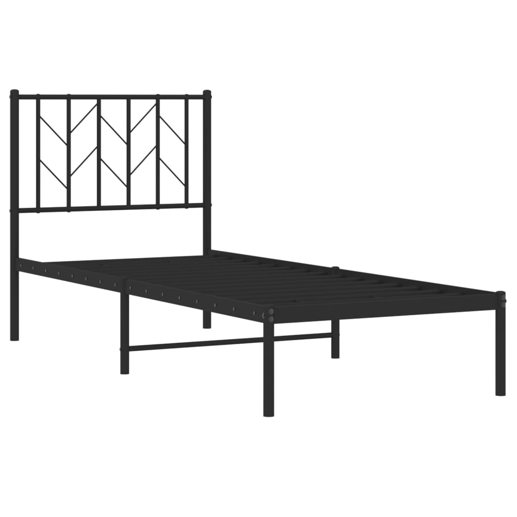 vidaXL Metalni okvir za krevet s uzglavljem crni 75x190 cm