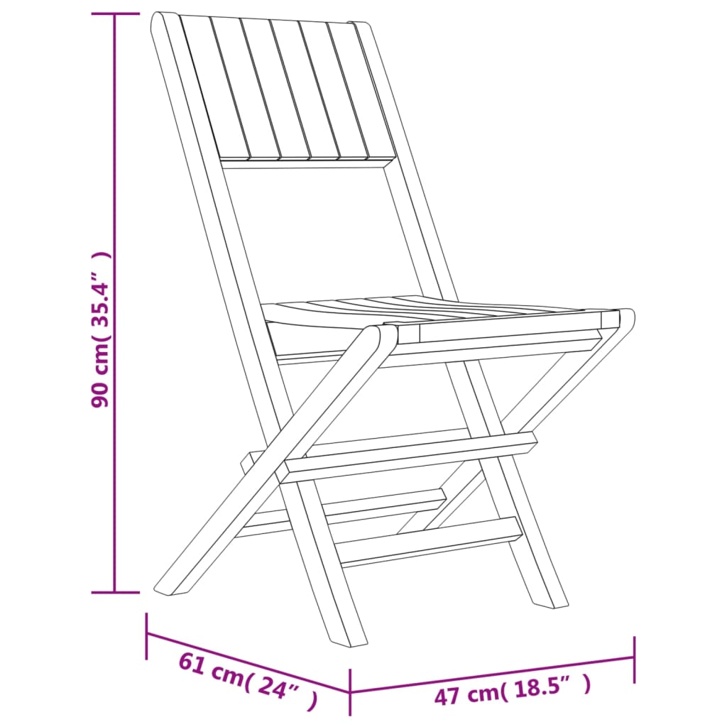 vidaXL Sklopive vrtne stolice 8 kom 47x61x90 cm od masivne tikovine