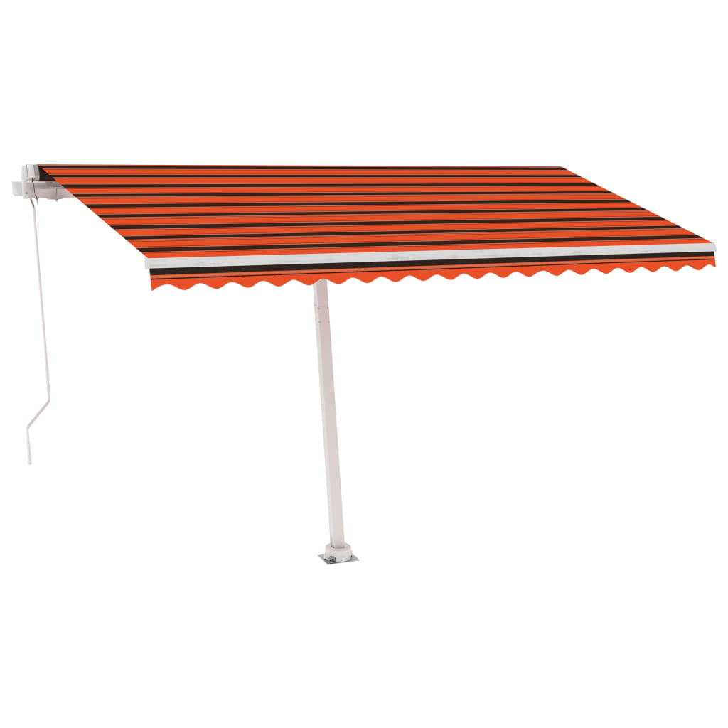 vidaXL Samostojeća tenda ručno uvlačenje 400 x 350 cm narančasto-smeđa