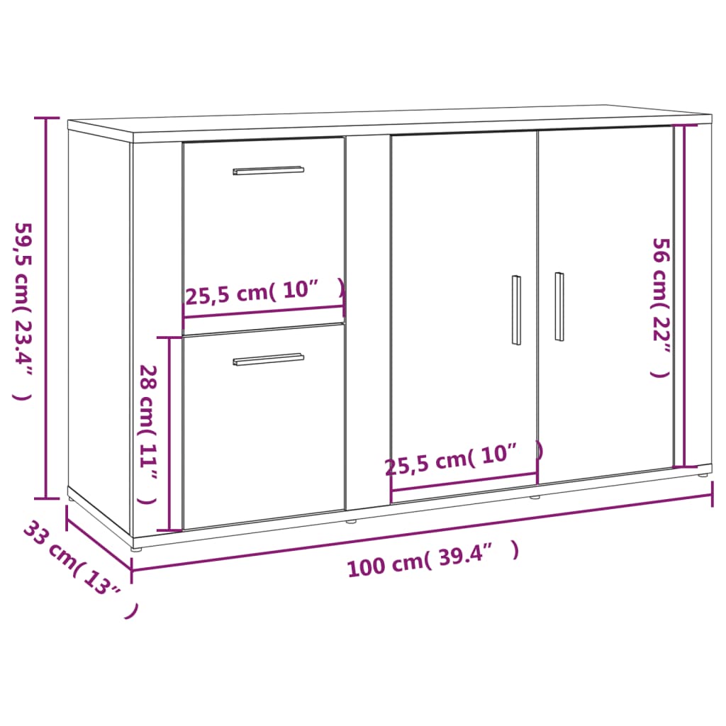 vidaXL Komoda boja hrasta sonome 100x33x59,5 cm od konstruiranog drva