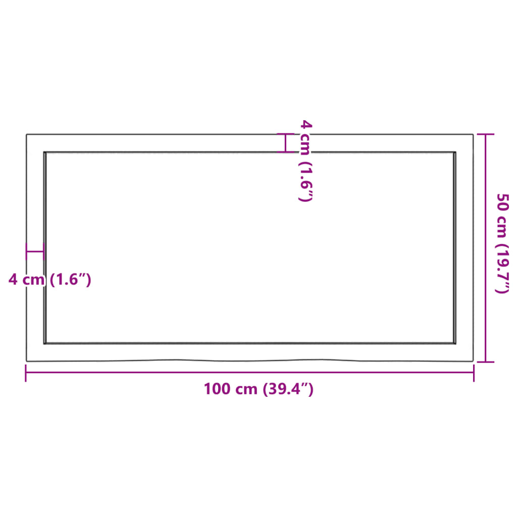 vidaXL Stolna ploča svjetlosmeđa 100x50x(2-4) cm tretirana hrastovina