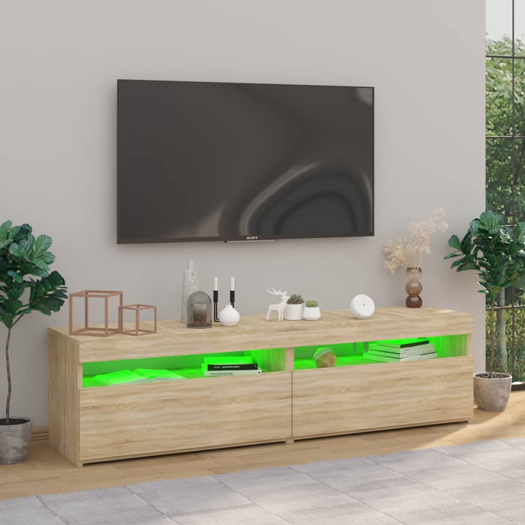 vidaXL TV ormarići s LED svjetlima 2 kom boja hrasta 75 x 35 x 40 cm