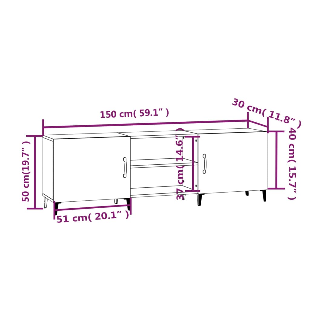 vidaXL TV ormarić sjajni bijeli 150 x 30 x 50 cm od konstruiranog drva