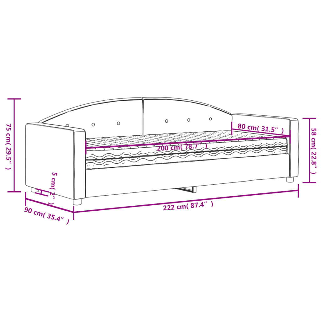 vidaXL Dnevni krevet s madracem žuti 80 x 200 cm baršunasti