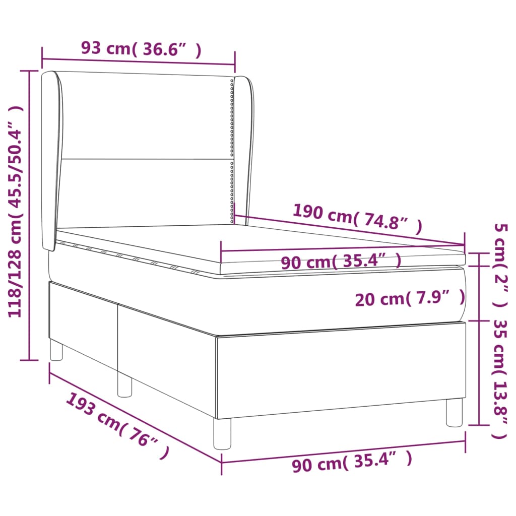 vidaXL Box spring krevet s madracem ružičasti 90x190 cm baršunasti