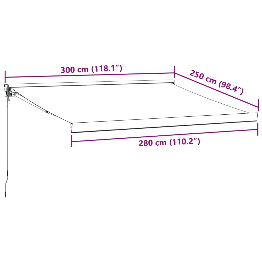 vidaXL Tenda na ručno uvlačenje smeđa 300 x 250 cm