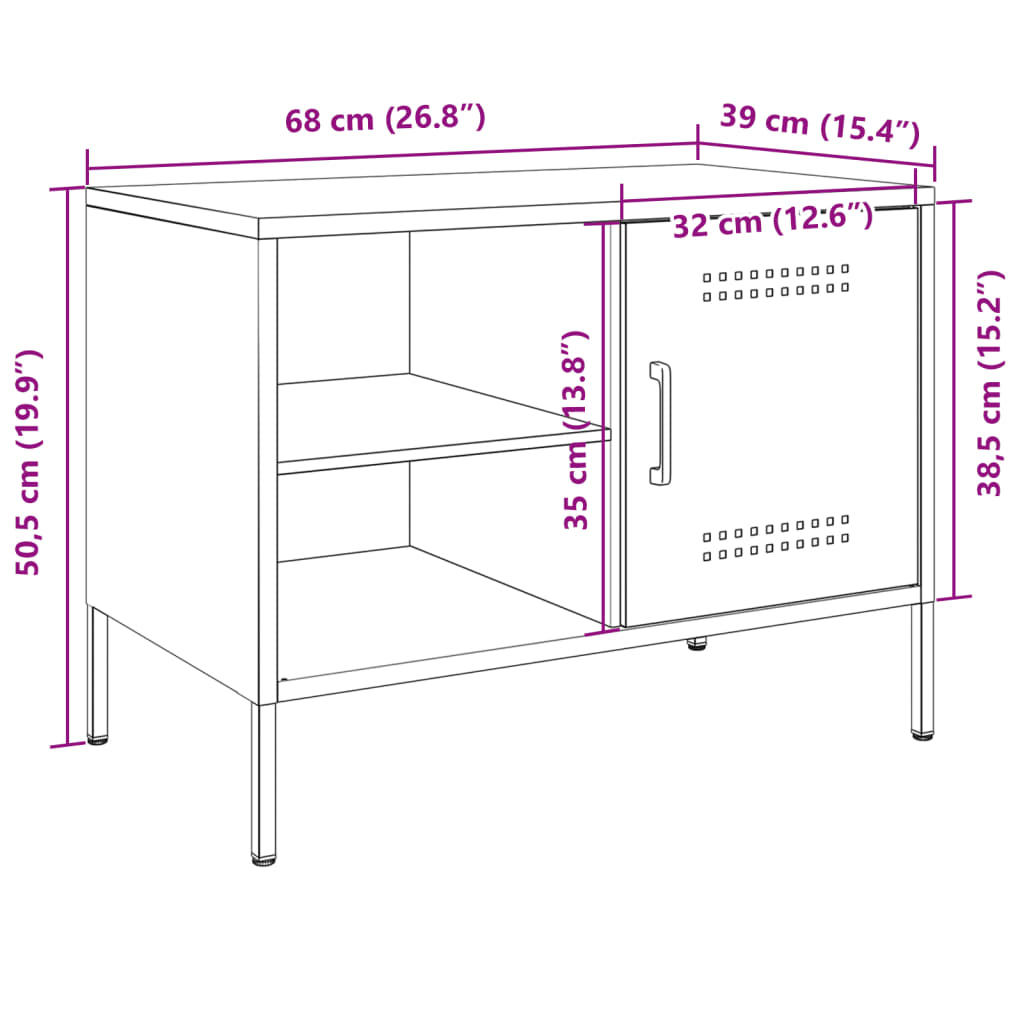 vidaXL TV ormarić antracit 68 x 39 x 50,5 cm čelični