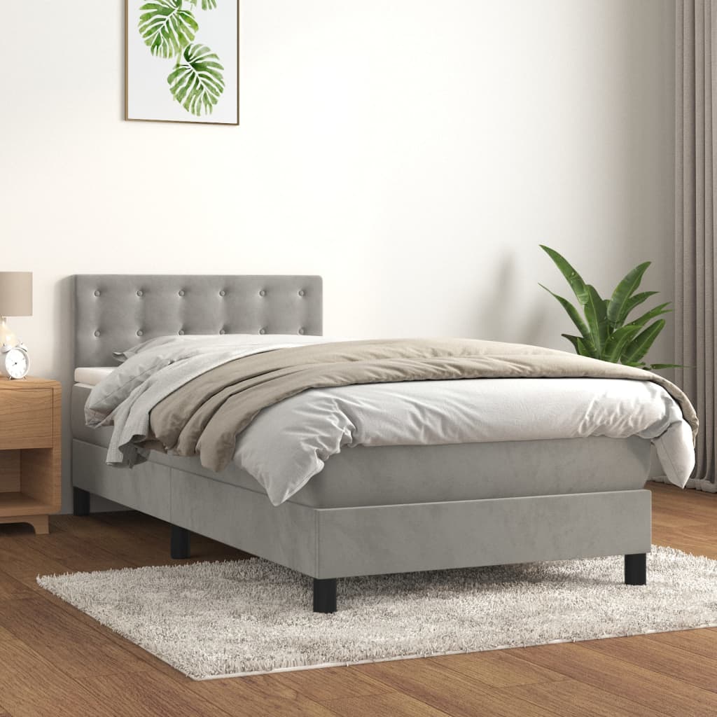 vidaXL Box spring krevet s madracem svjetlosivi 80 x 200 cm baršunasti