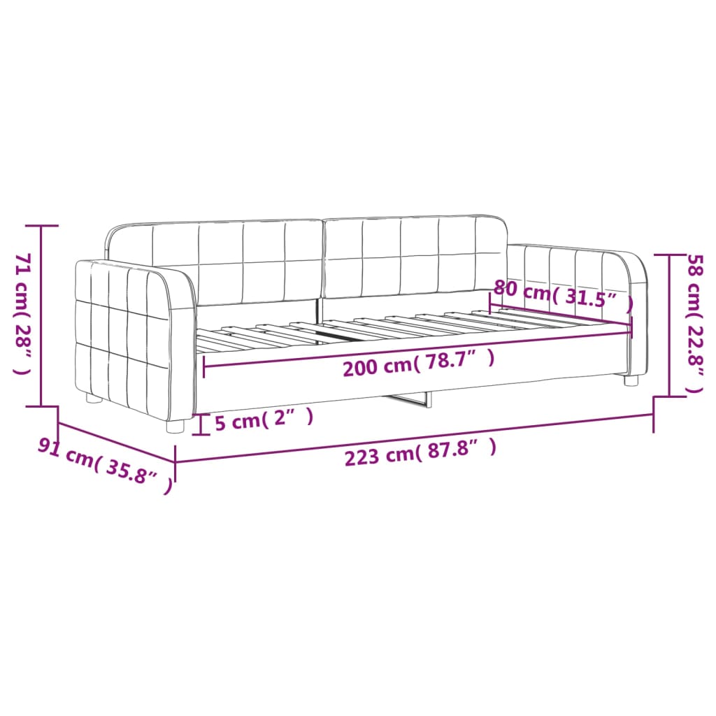 vidaXL Dnevni krevet svjetlosivi 80 x 200 cm baršunasti